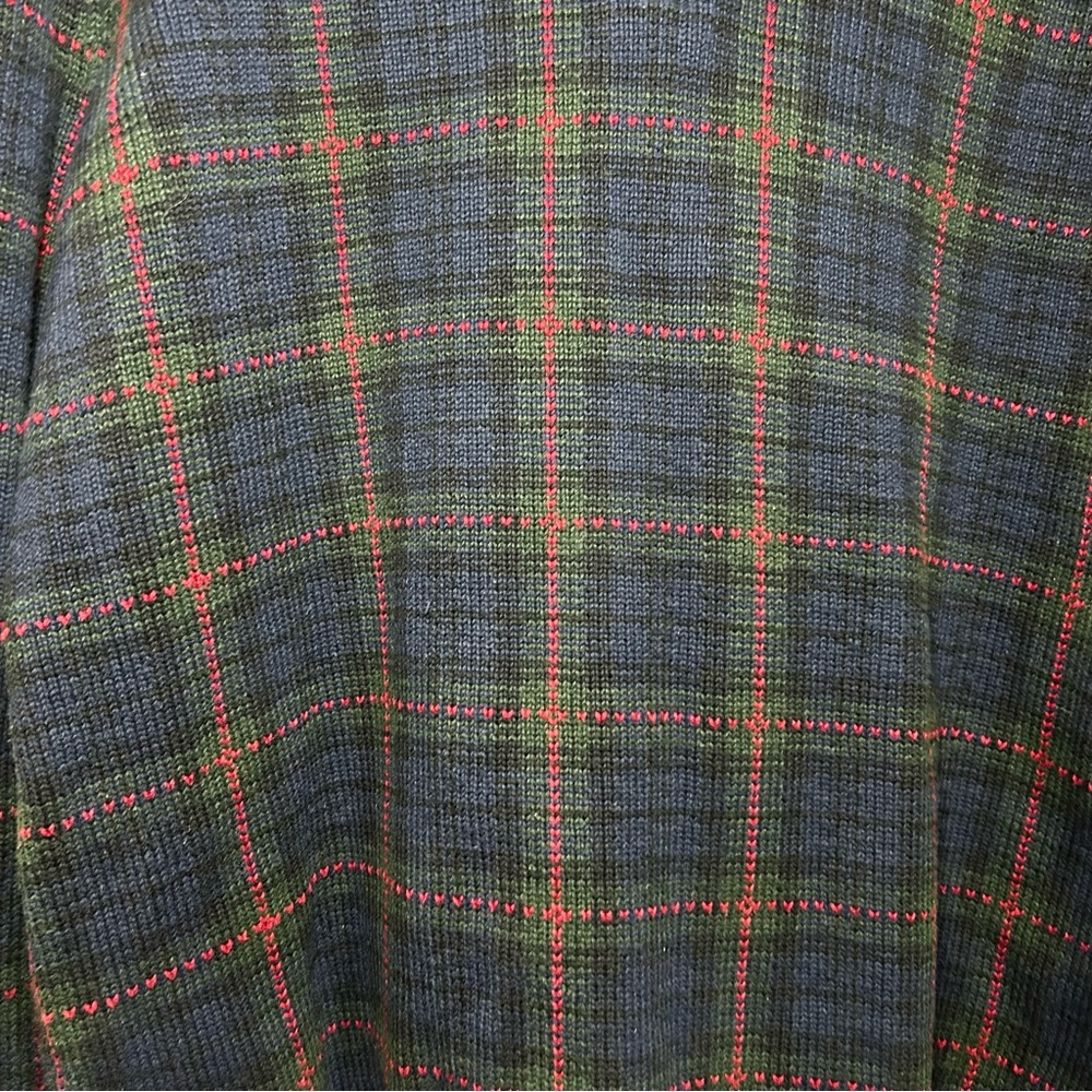 Lauren Ralph Lauren Men Sweater Blue Plaid 1/4 Zip Cotton Size L - Picture 5 of 8